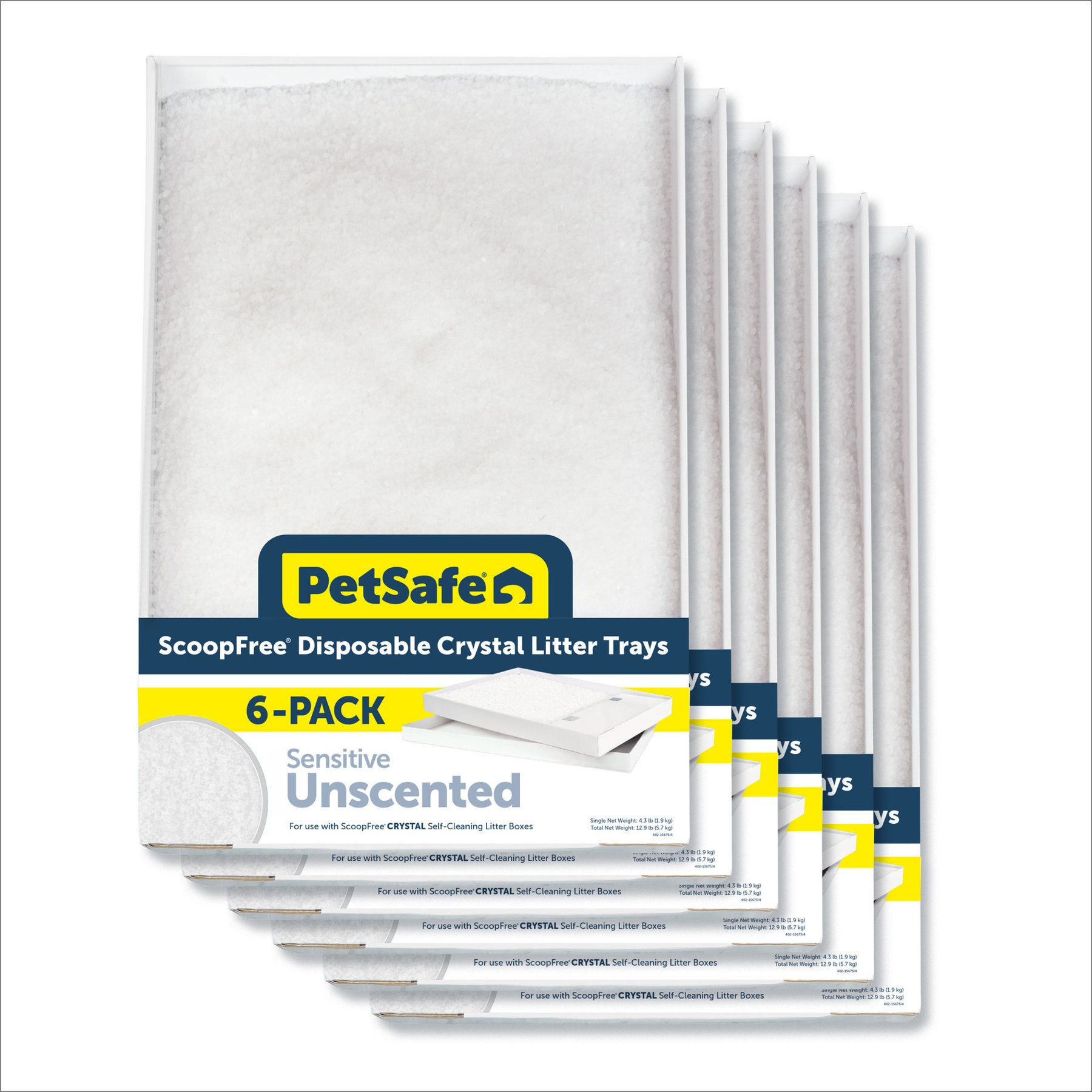 PetSafe ScoopFree Crystal Cat Litter Box Tray Refill with Fragrance-Free Crystals, 6 count