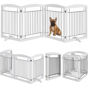 Yaheetech 4-Panel Metal Dog Gate Dog Exercise Playpen, 32-in H, White