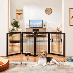 Yaheetech 4-Panel Metal Dog Gate Dog Exercise Playpen, 32-in H, Espresso