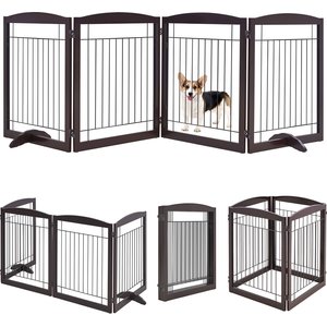 Yaheetech 4-Panel Metal Dog Gate Dog Exercise Playpen, 32-in H, Espresso