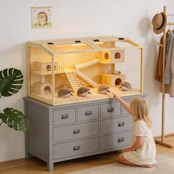 Wisfor Chewy-Proof Wooden Hamster Cage, Clear, 39.37 x 19.69 x 19.69-in