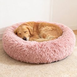 LFC PETS Calming Anti-Anxiety Donut Dog & Cat Bed, Pink, Large