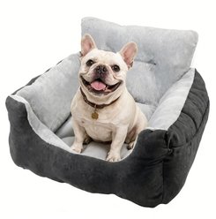 LFC PETS Portable Dog & Cat Car Seat Bed with Clip-On Safety Leash, Black