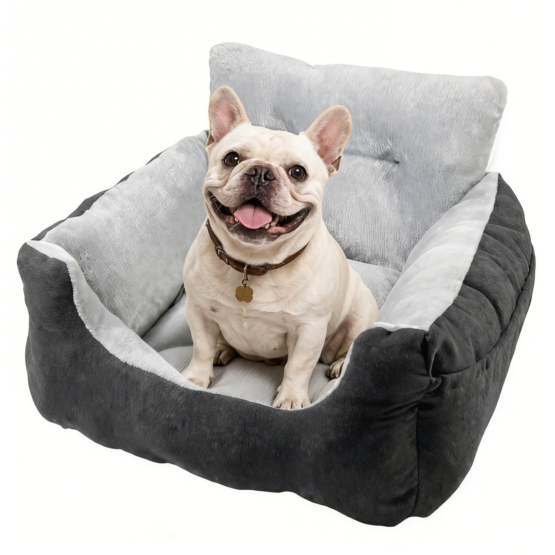 LFC PETS Portable Dog & Cat Car Seat Bed with Clip-On Safety Leash, Black