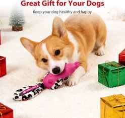 Gigwi Push to Mute Duck Squeaky Plush Rubber Dog Toy, Pink slide 2 of 7
