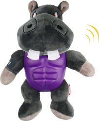 Gigwi Armor Warrior Hippo Design Squeaky Plush Dog Toy, Grey slide 2 of 7