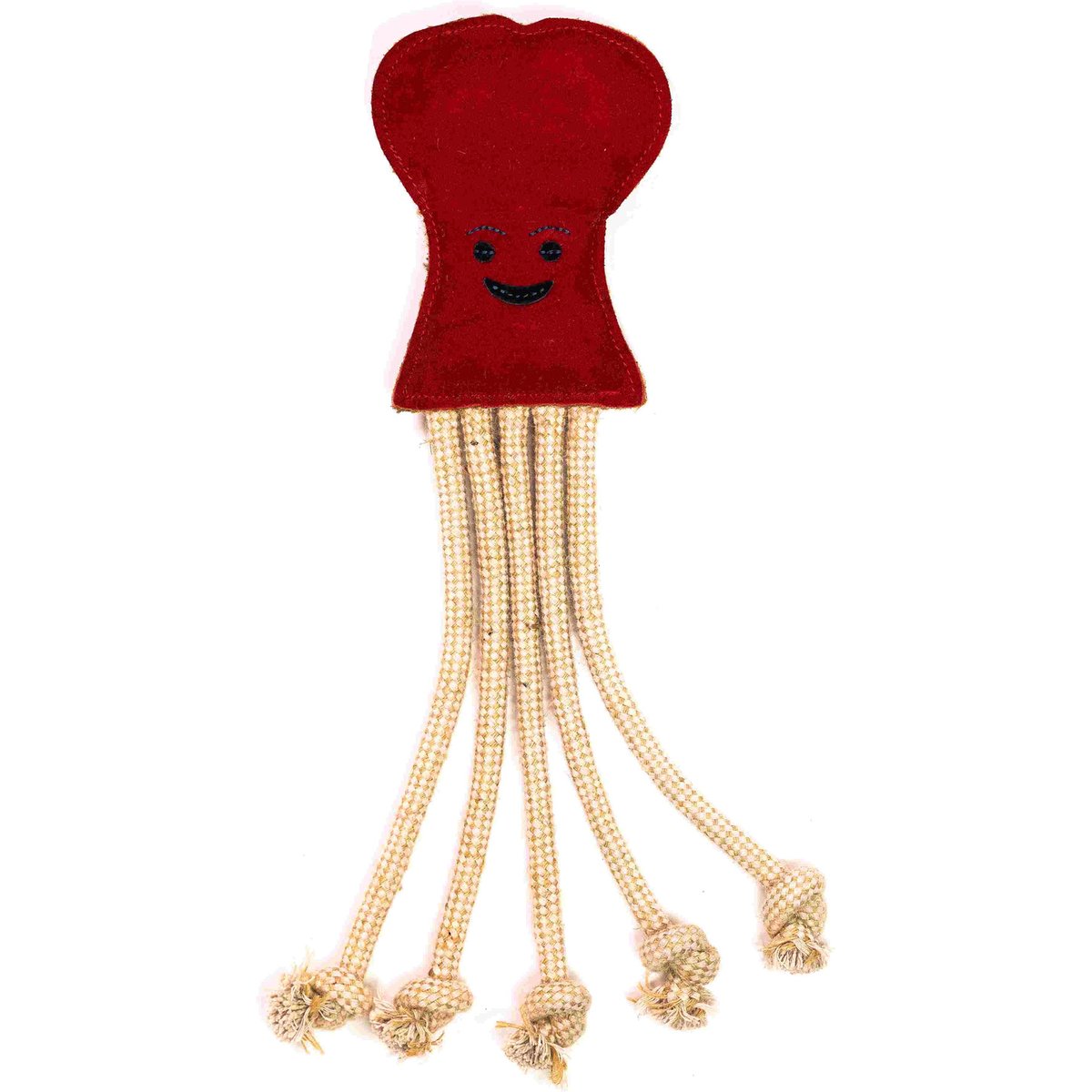 Angel Octopus Squeaky Rope Tug Dog Toy, Red, Large
