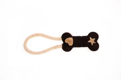 Angel Classic Bone Squeaky Rope Tug Dog Toy, Brown, Medium/Large
