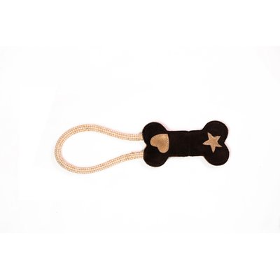 Angel Angel Classic Bone Squeaky Rope Tug Dog Toy, Brown, Medium/Large