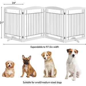Yaheetech 4-Panel Metal Dog Gate Dog Exercise Playpen, 32-in H, White