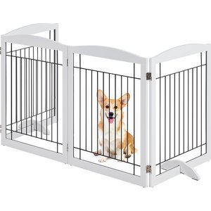 Yaheetech 4-Panel Metal Dog Gate Dog Exercise Playpen, 32-in H, White