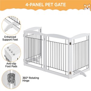 Yaheetech 4-Panel Metal Dog Gate Dog Exercise Playpen, 32-in H, White