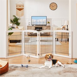 Yaheetech 4-Panel Metal Dog Gate Dog Exercise Playpen, 32-in H, White
