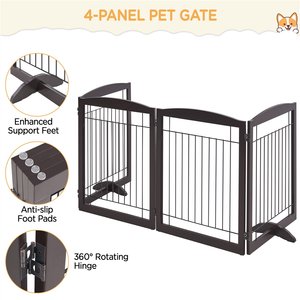 Yaheetech 4-Panel Metal Dog Gate Dog Exercise Playpen, 32-in H, Espresso