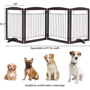 Yaheetech 4-Panel Metal Dog Gate Dog Exercise Playpen, 32-in H, Espresso