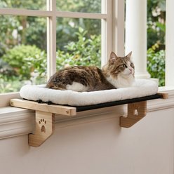 Invenho Windowsill Soft Plush Cat Bed & Window Perch, White slide 1 of 5