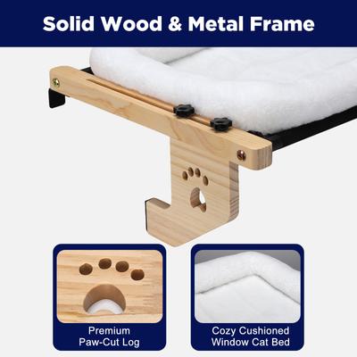 Show full view: Invenho Windowsill Soft Plush Cat Bed & Window Perch, White slide 3 of 5