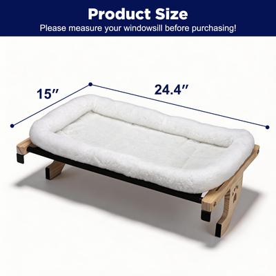 Show full view: Invenho Windowsill Soft Plush Cat Bed & Window Perch, White slide 4 of 5