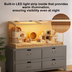Wisfor Chewy-Proof Wooden Hamster Cage, Clear, 39.37 x 19.69 x 19.69-in