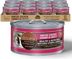 Dave's Pet Food Minced Chicken Dinner in Gravy Recipe Wet Cat Food, 2.8-oz can, case of 12