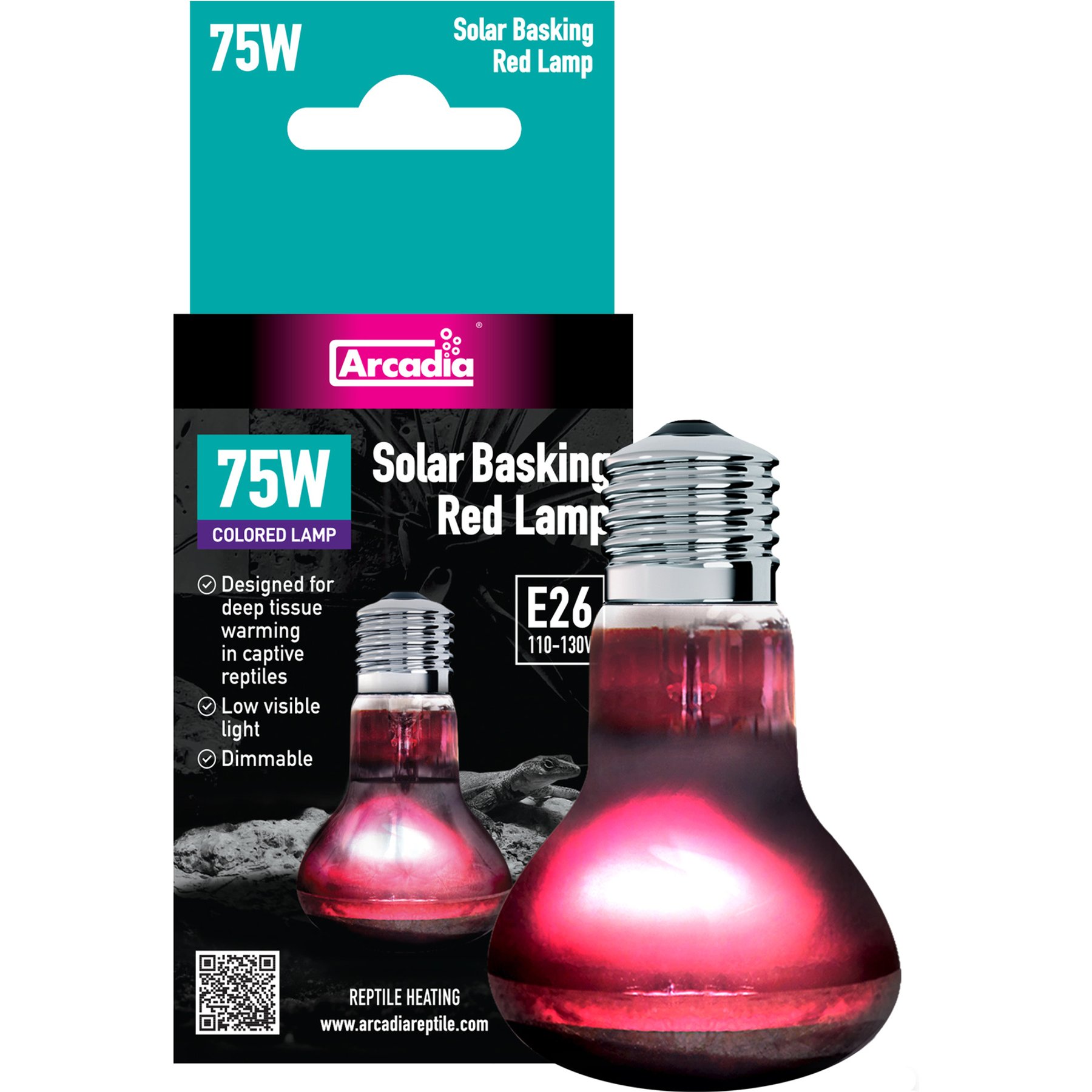 Arcadia Reptile Basking Red Light, 75-watt