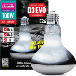 Arcadia Reptile D3Evo UVB Basking Lamp Bulb, 100-watt