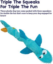 Pupstages Stuffing-Free Floppy Shark Plush Dog Toy with Squeakers & Crinkle, Large slide 2 of 9