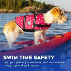 Paws Aboard Pink Polka Dot Dog Life Jacket, X-Small slide 2 of 7