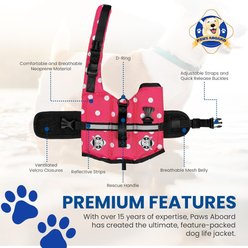 Paws Aboard Pink Polka Dot Dog Life Jacket, XX-Small slide 2 of 7