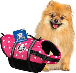 Paws Aboard Pink Polka Dot Dog Life Jacket, X-Small