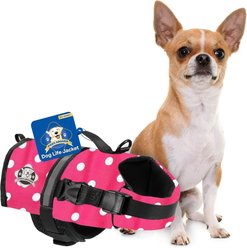 Paws Aboard Pink Polka Dot Dog Life Jacket, XX-Small slide 1 of 7