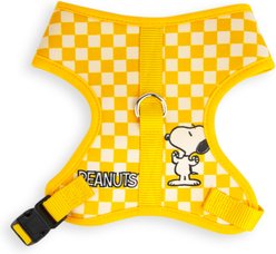 Buckle-Down Peanuts Snoopy Flexing Pose Checker Yellow White Peanuts Dog Harness, Multicolor, Large: 19 to 29-in chest