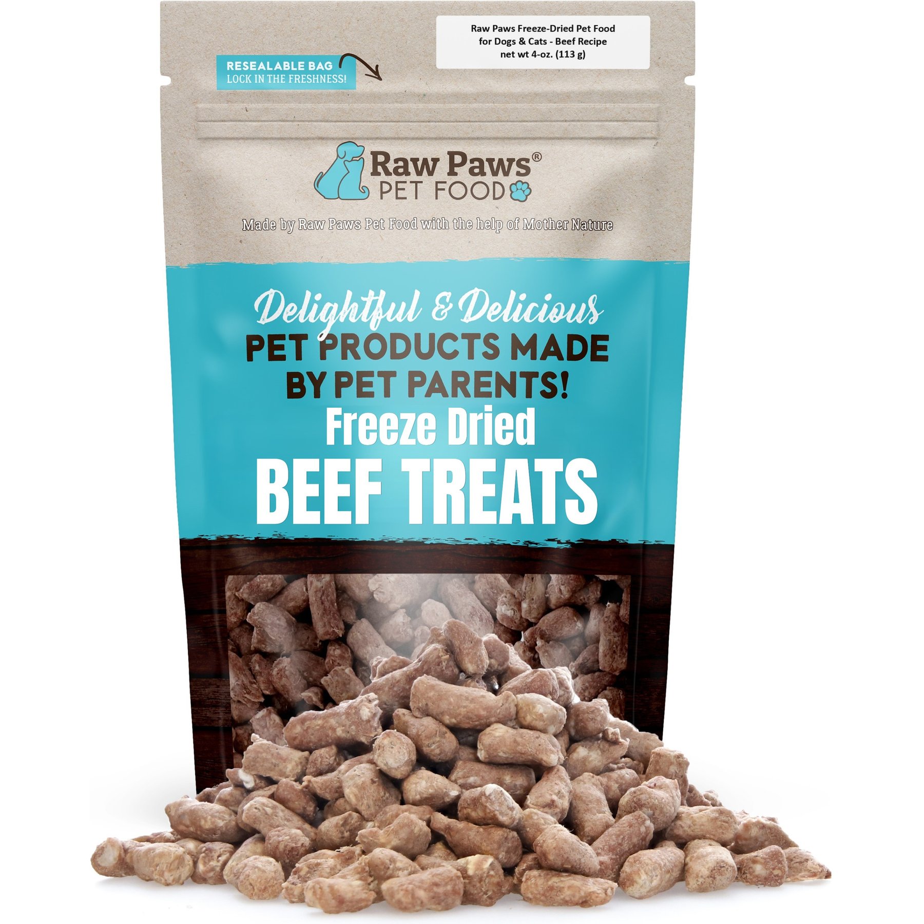 Raw Paws Beef Freeze-Dried Raw Dog & Cat Treats, 4-oz bag