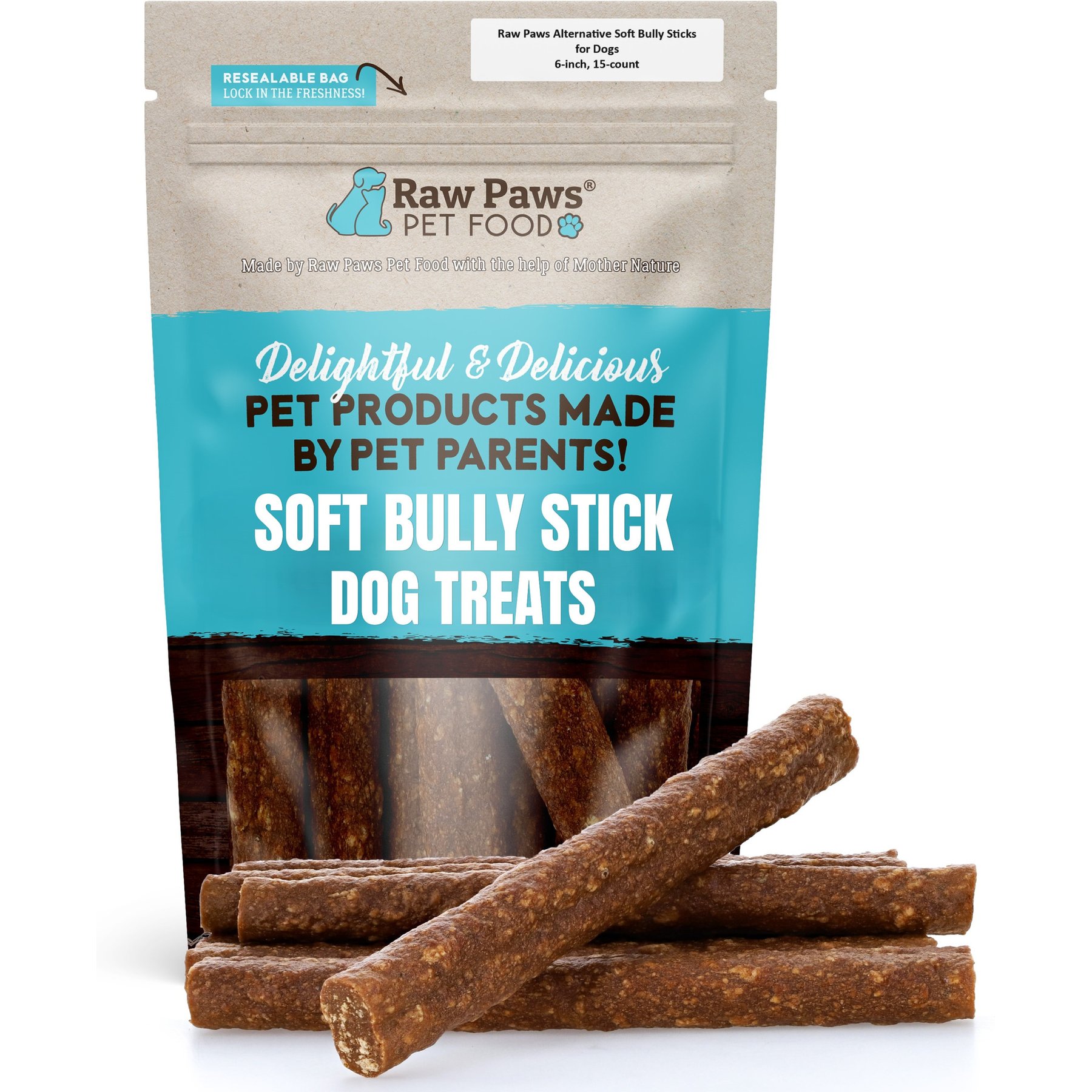 Raw Paws 6-inch Soft Bully Stick Dog Chew Treats, 15 count
