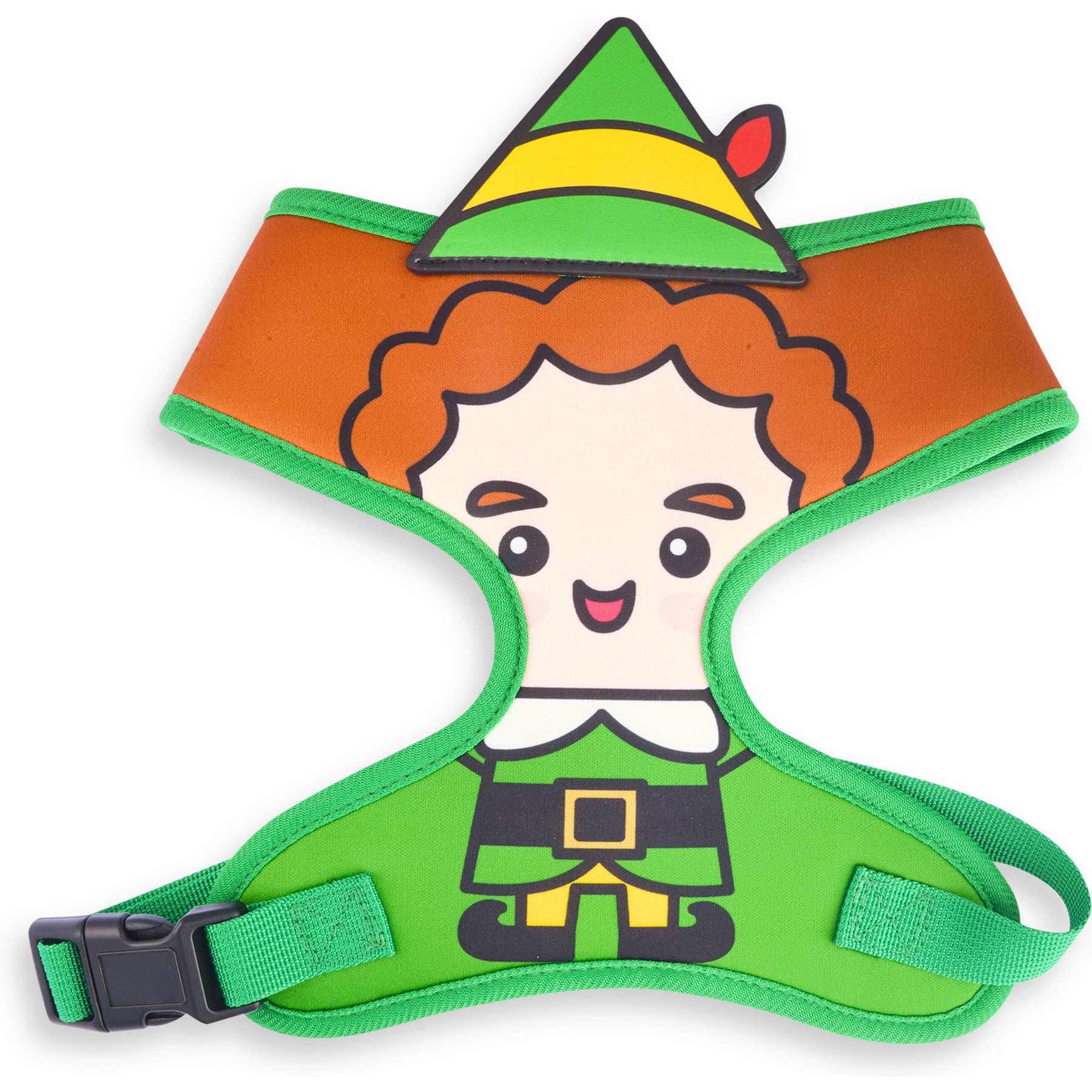 Buckle-Down Chibi Buddy The Elf Face with Hat Applique Green Dog Harness, Multicolor, X-Large: 20 to 31-in chest