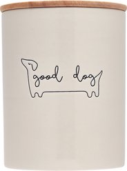 Pearhead Good Ceramic Dog Treat Jar, Ivory, 32-oz
