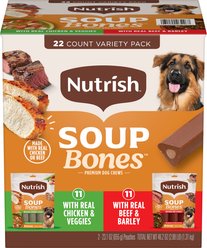 Rachael Ray Nutrish Soup Bones Long Lasting Chews Variety Pack Dog Treats, 22 Count