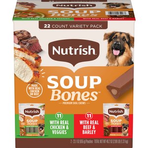 Rachael Ray Nutrish Soup Bones Long Lasting Chews Variety Pack Dog Treats, 22 Count
