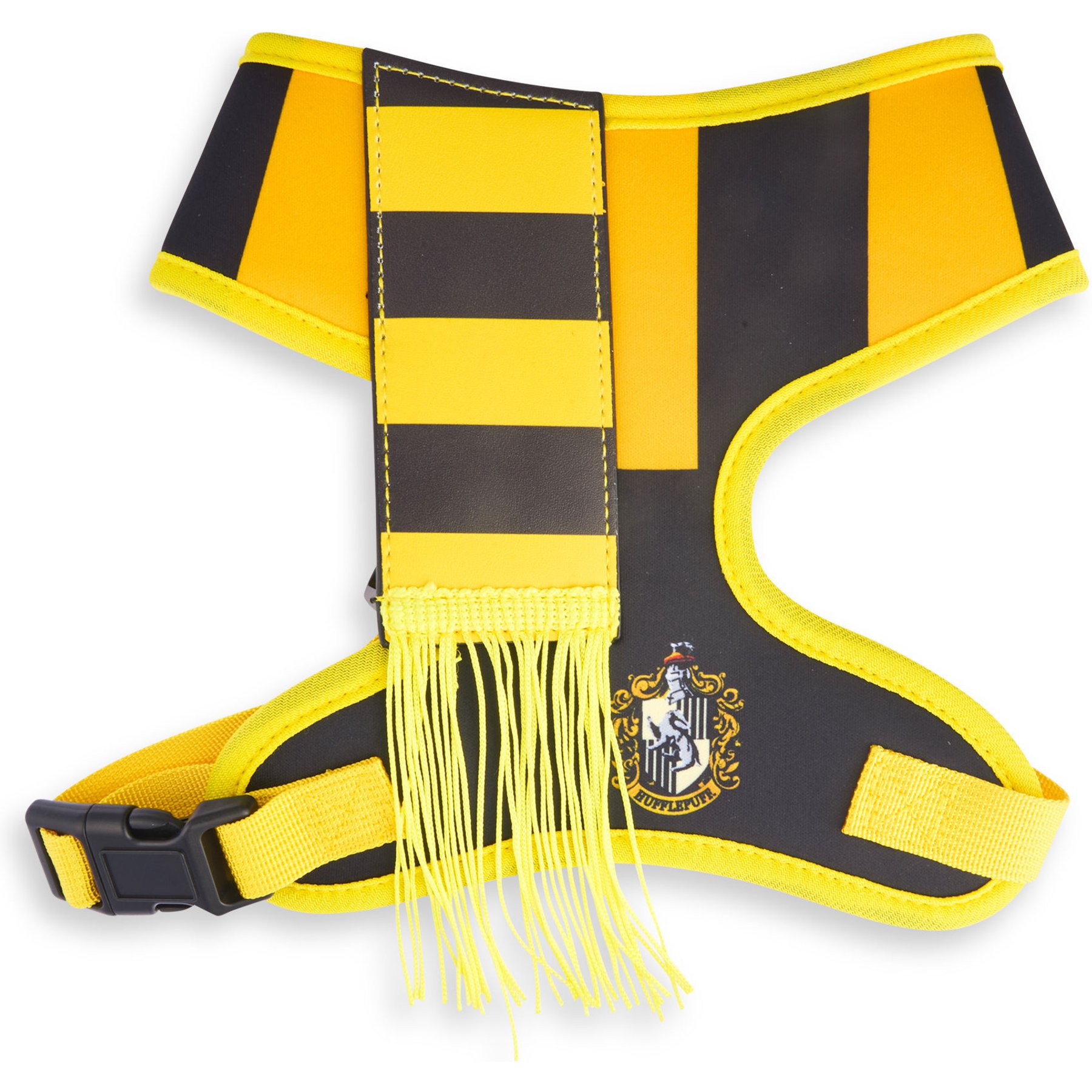 Buckle-Down Harry Potter Hufflepuff Stripe Yellow with Scarf Applique Dog Harness, Multicolor, Small: 14 to 17-in chest