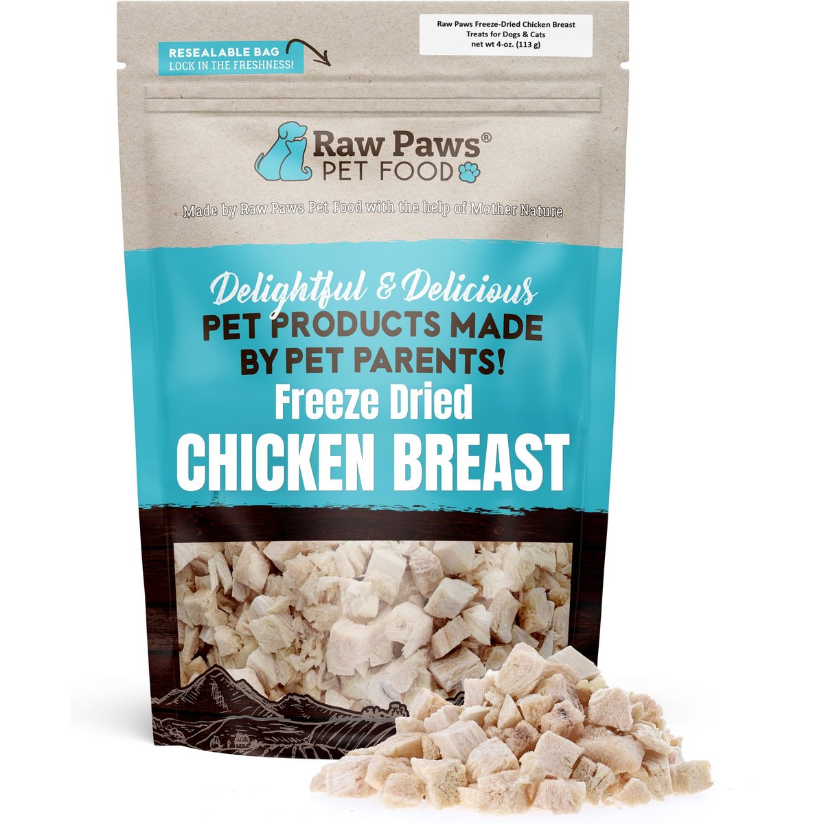 Raw Paws Chicken Breast Freeze-Dried Dog & Cat Treats, 4-oz bag