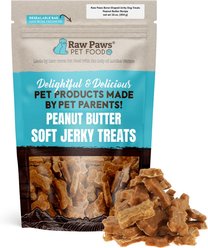 Raw Paws Bone Shaped Peanut Butter & Chicken Soft Dog Jerky Treats, 16-oz bag