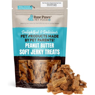Raw Paws Raw Paws Bone Shaped Peanut Butter & Chicken Soft Dog Jerky Treats, 16-oz bag