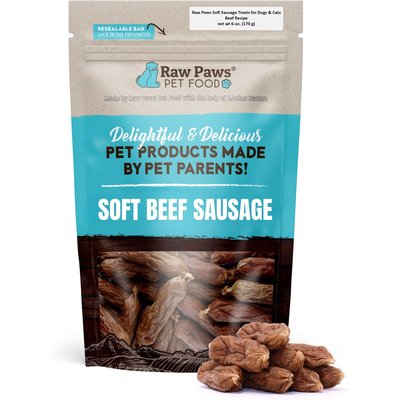 Raw Paws Raw Paws Beef Recipe Grain-Free Soft Sausage Dog & Cat Treats, 6-oz bag