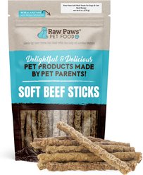 Raw Paws Beef Recipe Grain-Free Soft Stick Dog & Cat Treats, 6-oz bag
