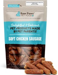 Raw Paws Chicken Recipe Grain-Free Soft Sausage Dog & Cat Treats, 6-oz bag