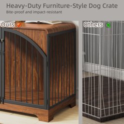 Berenlefe Farmhouse Wooden Kennel Dog Crate with Arched Doors & with Metal Bars, Brown, 31.50 x 21.1 x 25-in slide 2 of 7