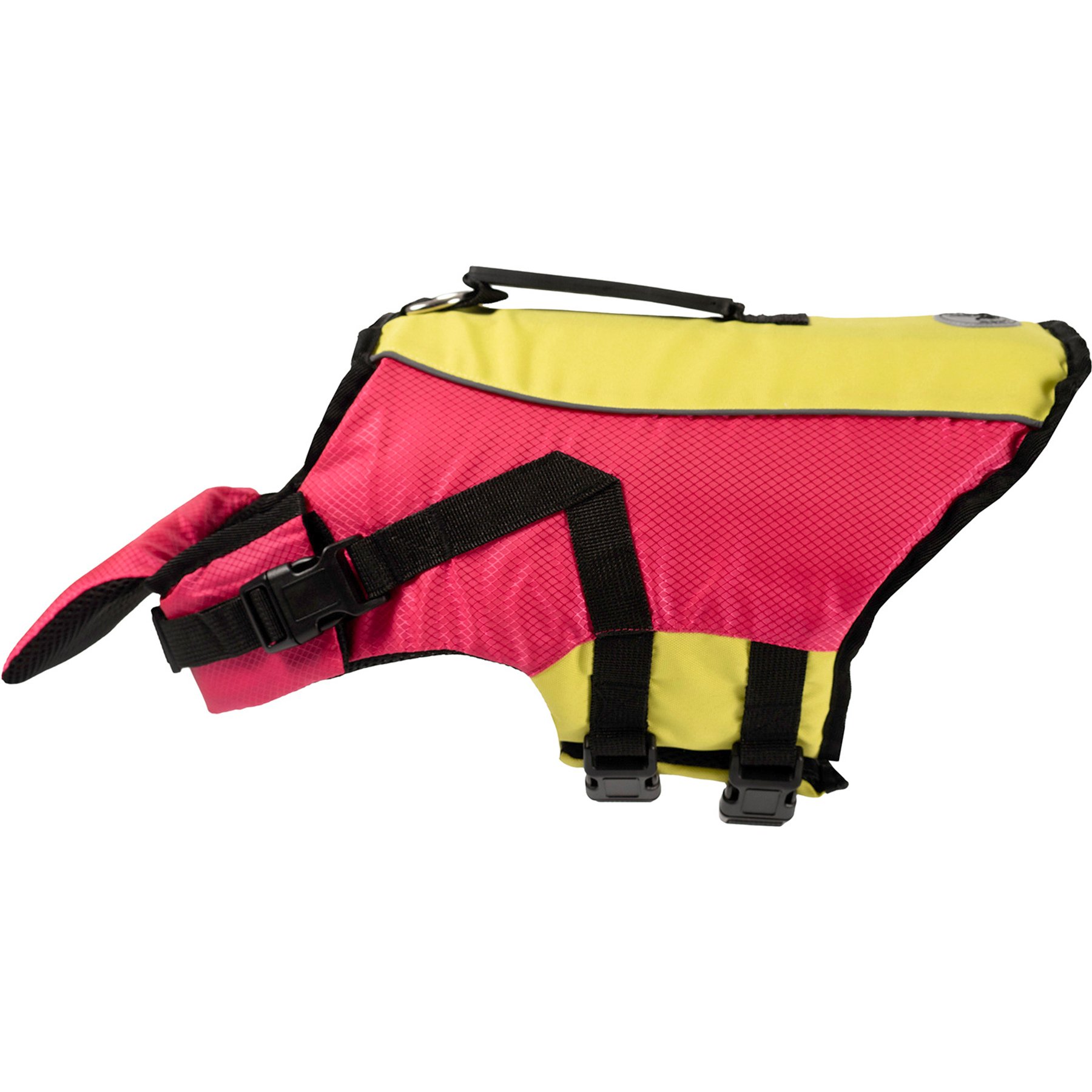 Body Glove Ripstop Reflective Dog Life Jacket, Pink/Yellow, Medium