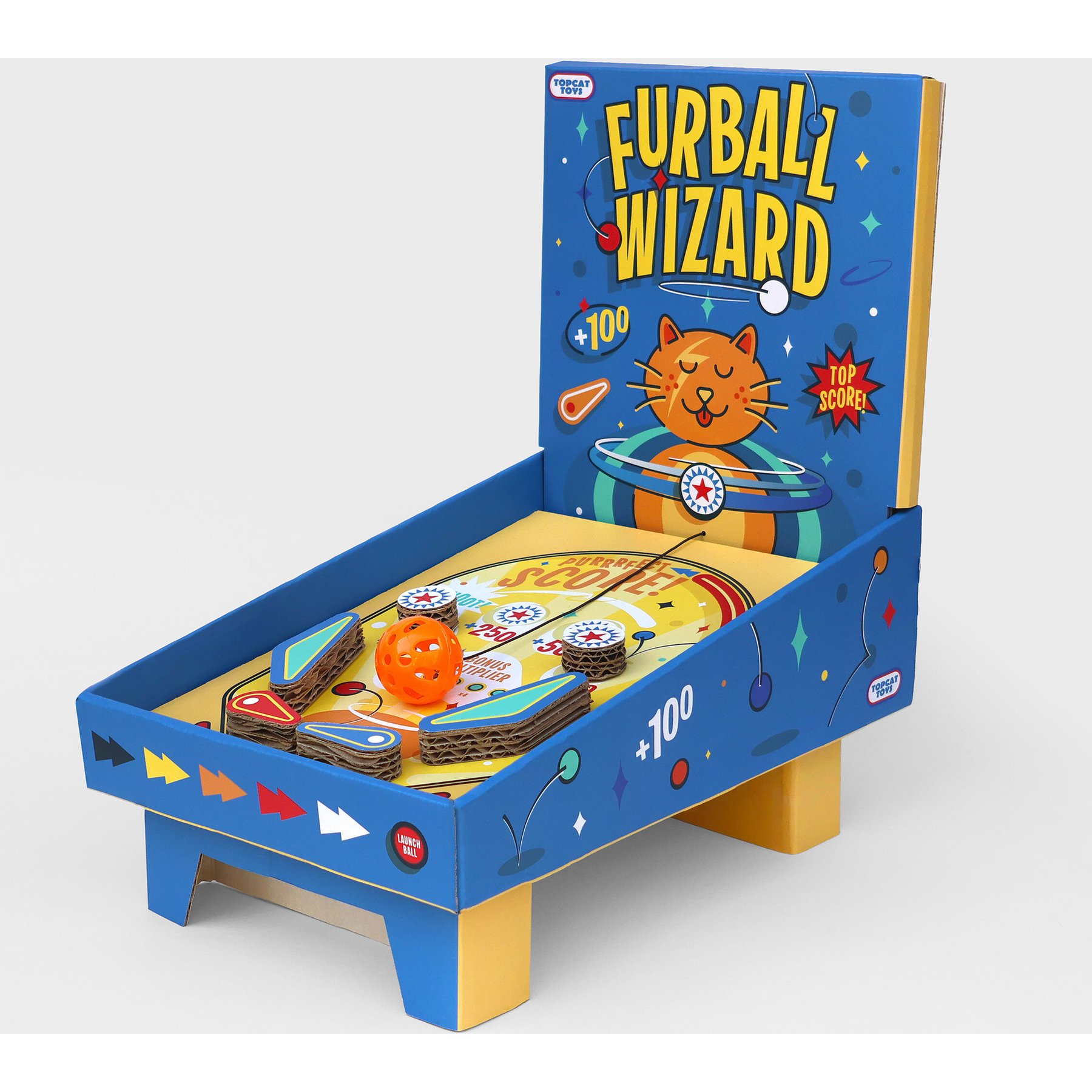 Suck UK Go Viral Kitty Pinball Scratcher Cat Toy, Multicolor, 9.84 x 2.01 x 13.70-in