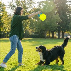 Outward Hound FlyFetch Giggle Ball Dog Toy with Handle, Yellow, Medium slide 2 of 6