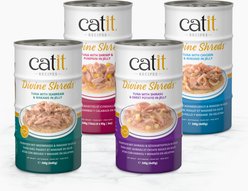 Catit Divine Shreds, Tuna with Shrimp & Pumpkin, Jelly Variety Pack Grain-Free Wet Cat Food, 3-oz can, 4 count slide 2 of 5